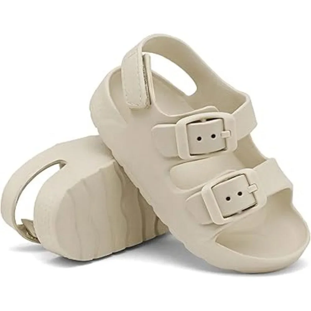 ChayChax Toddler Girls Size 9 Beige Sandals Double Buckle Open Toe Water Shoes